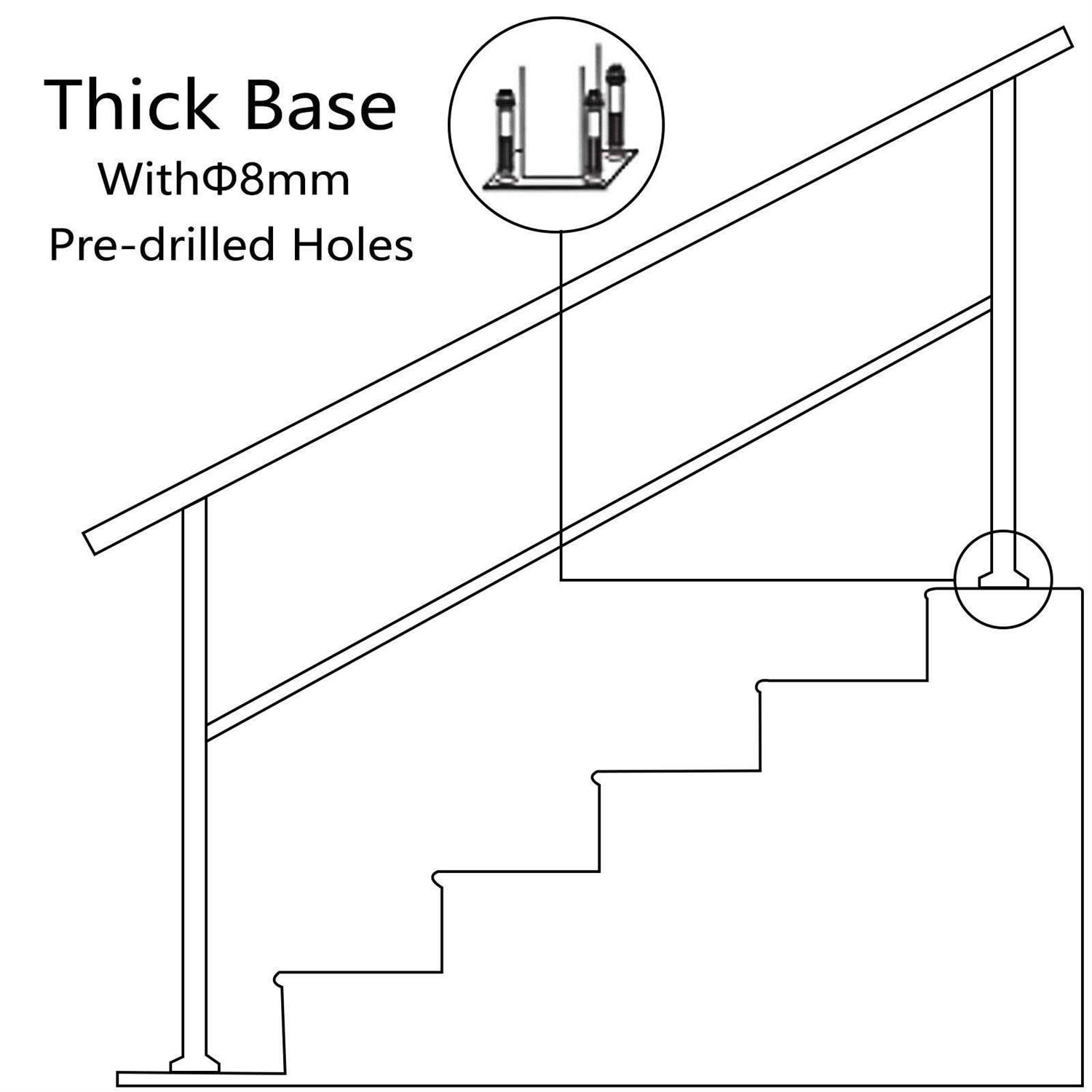 VEVOR 3/5ft Handrail Outdoor Stairs Outdoor Handrail Aluminum w/ Screws - Zenithce