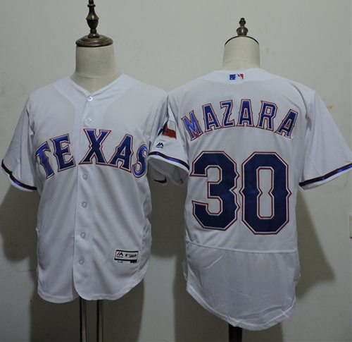 Rangers #30 Nomar Mazara White Flexbase Authentic Collection Stitched Jersey - Zenithce