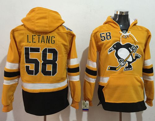 Penguins #58 Kris Letang Gold Sawyer Hooded Sweatshirt 2017 Stadium Series Stitched Jersey - Zenithce