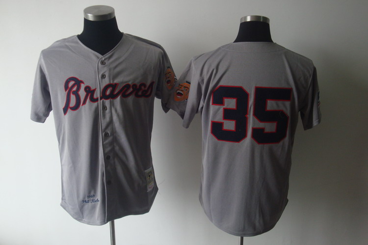 Mitchell And Ness 1969 Braves #35 Phil Niekro Grey Stitched Jersey - Zenithce