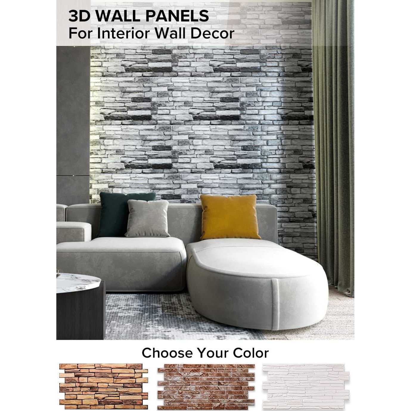 SMART PROFILE – 3D Wall Panels for Interior Wall Decor in Silver Slate Style, 2 Pack, PVC, (Cover 10.6 sq ft) - Zenithce