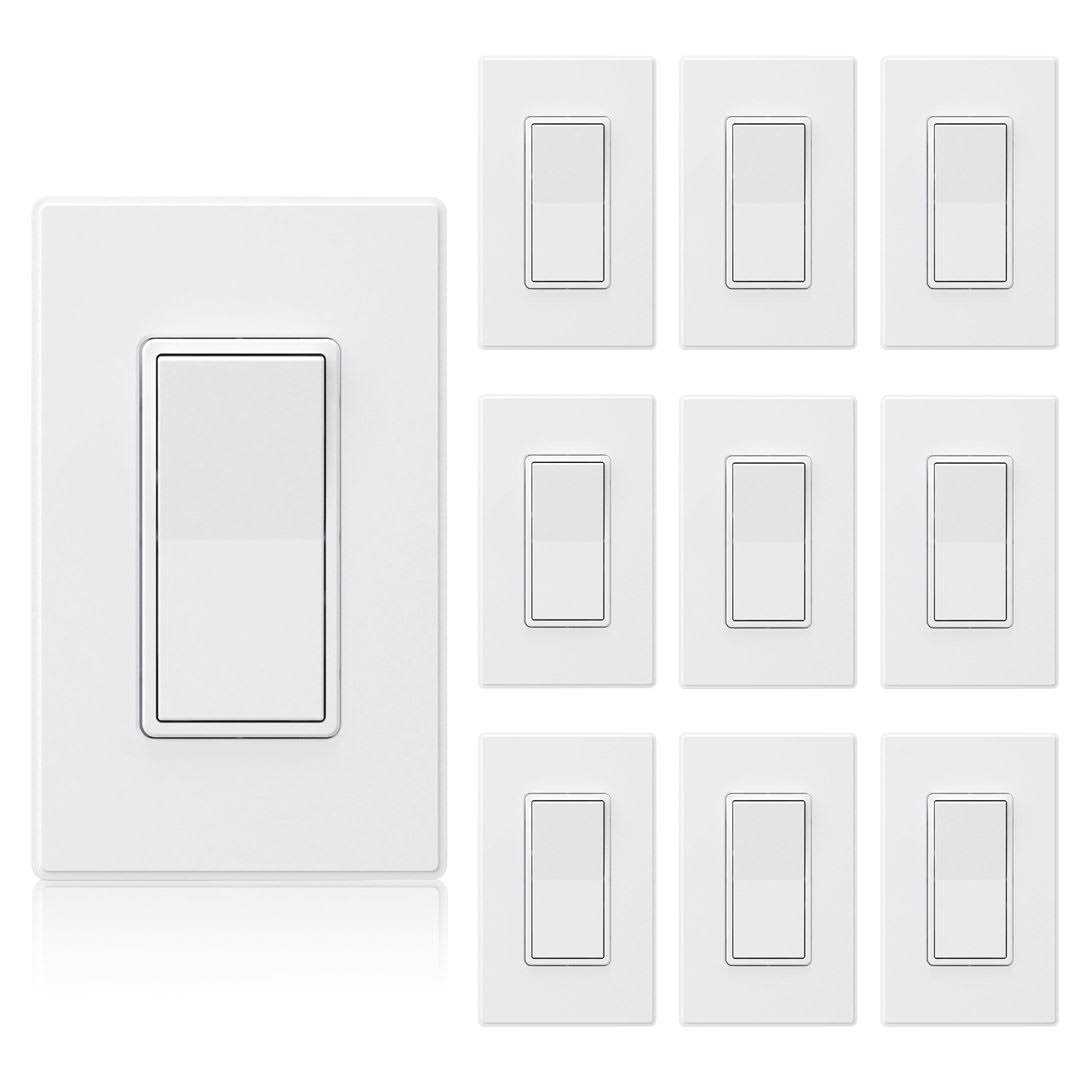 ELEGRP Decor 15 Amp Single Pole Rocker Light Switch with Midway Wall Plate - Zenithce