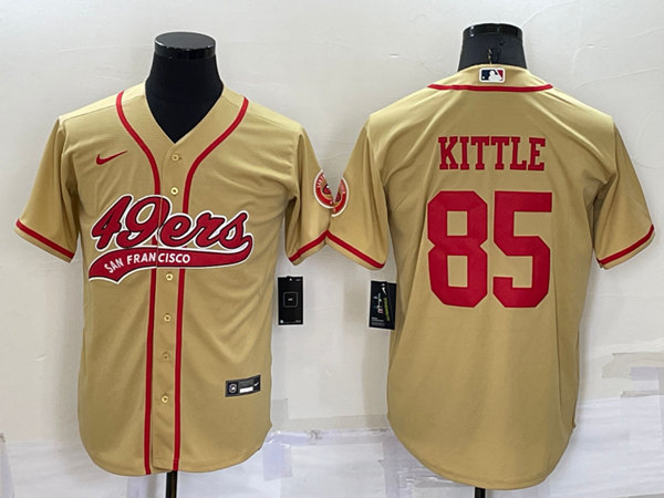 San Francisco 49ers #85 George Kittle Gold Cool Base Stitched Baseball Jersey - Zenithce