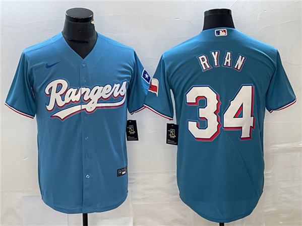 Texas Rangers #34 Nolan Ryan Blue Cool Base Stitched Jersey - Zenithce