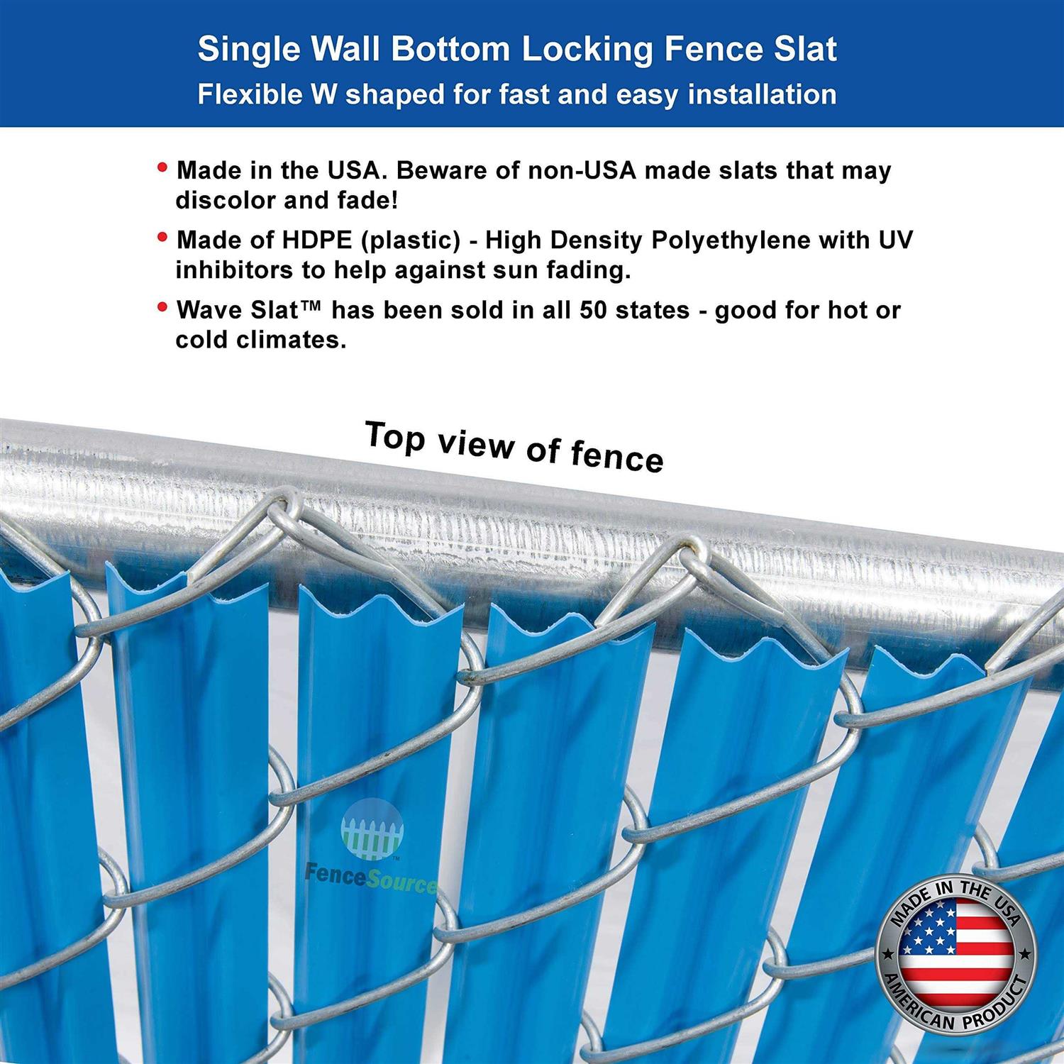Fencesource Wave Slat Single Wall Bottom Locking Privacy Slat for 4 5 6 7 and 8 Chain Link Fence - Zenithce