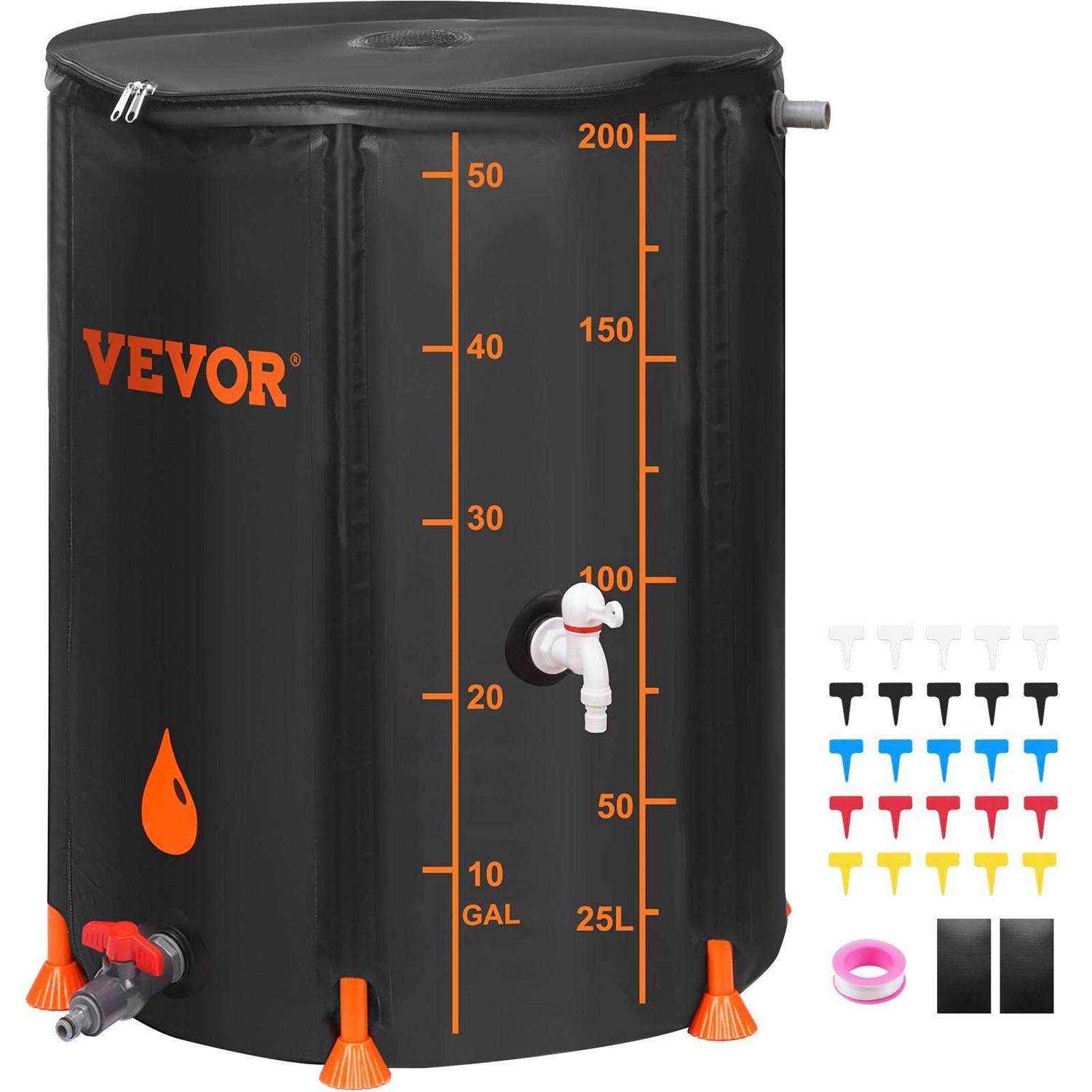 VEVOR Collapsible Rain Barrel Large Capacity PVC Rainwater Collection System Spigots and Overflow Kit Portable Water Tank - Zenithce