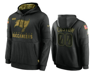 Tampa Bay Buccaneers Customized 2020 Black Salute To Service Sideline Performance Pullover NFL Hoodie - Zenithce