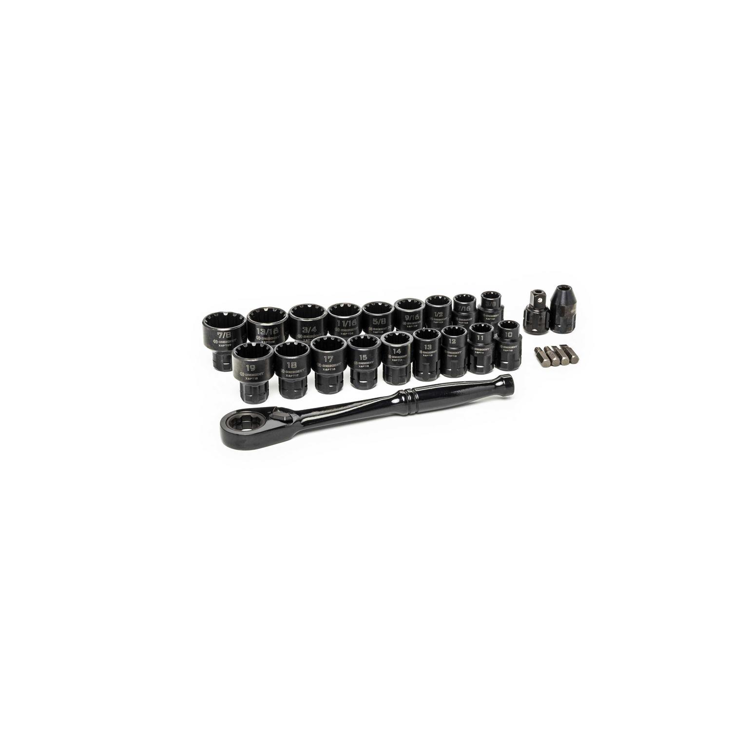 Crescent 20 pc. X10 3/8 Drive 6 Point Standard SAE/Metric Mechanics Tool Set CSWS38B - Zenithce