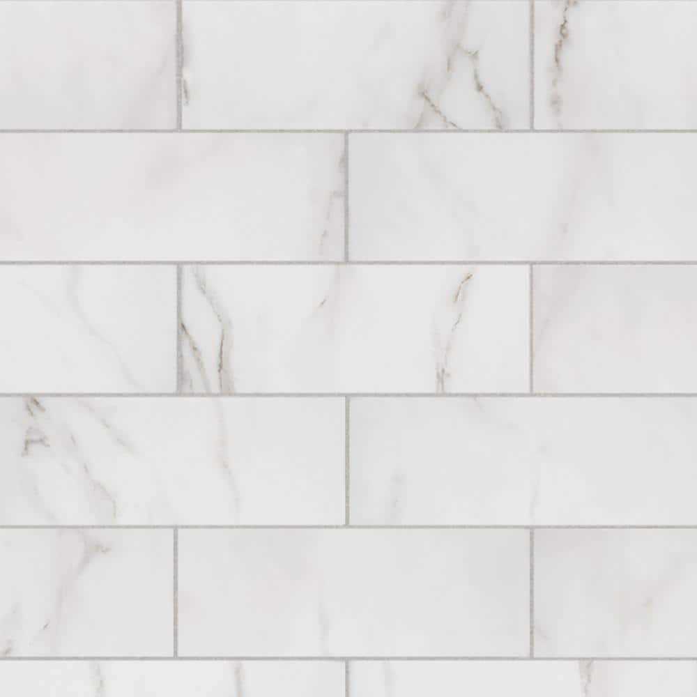 Florida Tile Home Collection Michelangelo Calacatta Rectified 12 in. x 24 in. Matte Porcelain Floor and Wall Tile - Zenithce
