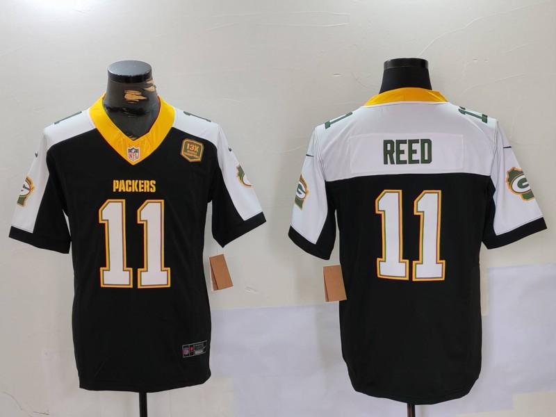Green Bay Packers #11 Jayden Reed Black White 2024 F.U.S.E. Home Patch 13 Time World Champions Vapor Untouchable Limited Stitched Jersey - Zenithce