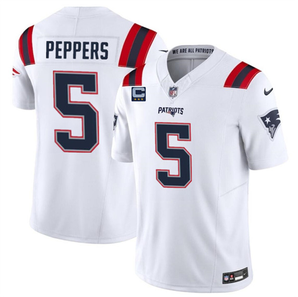 New England Patriots #5 Jabrill Peppers White 2024 F.U.S.E. With 3-Star C Patch Vapor Limited Stitched Jersey - Zenithce
