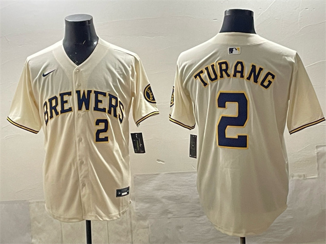 Milwaukee Brewers #2 Brice Turang Cream Home Limited Stitched Jersey - Zenithce