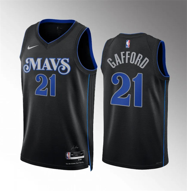 Dallas Mavericks #21 Daniel Gafford Black 2023-24 City Edition Stitched Jersey - Zenithce