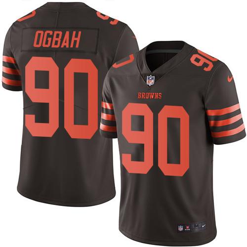 Browns #90 Emmanuel Ogbah Brown Stitched Limited Rush Nike Jersey - Zenithce