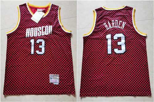 Rockets 13 James Harden Red Checkerboard Hardwood Classics Jersey - Zenithce