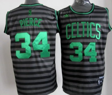 Boston Celtics #34 Paul Pierce Gray With Black Pinstripe Jersey - Zenithce