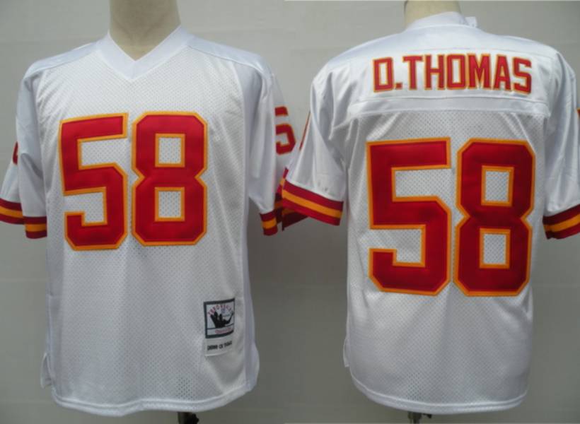 Mitchell And Ness Chiefs #58 Derrick Thomas White Throwback Stitched Jersey - Zenithce