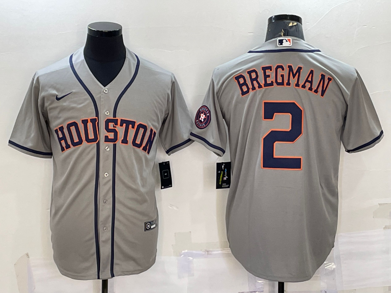Houston Astros #2 Alex Bregman Grey With Patch Cool Base Stitched Jersey - Zenithce