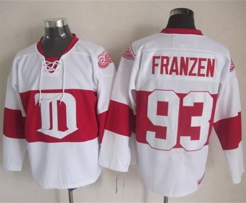 Red Wings #93 Johan Franzen White Winter Classic CCM Throwback Stitched Jersey - Zenithce