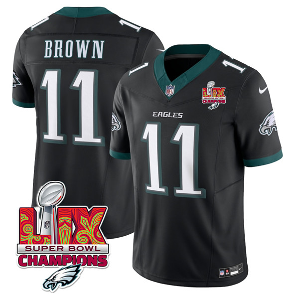 Philadelphia Eagles #11 A.J. Brown Black 2025 Eagles Logo Super Bowl LIX Patch New F.U.S.E. Vapor Untouchable Limited Stitched Jersey - Zenithce