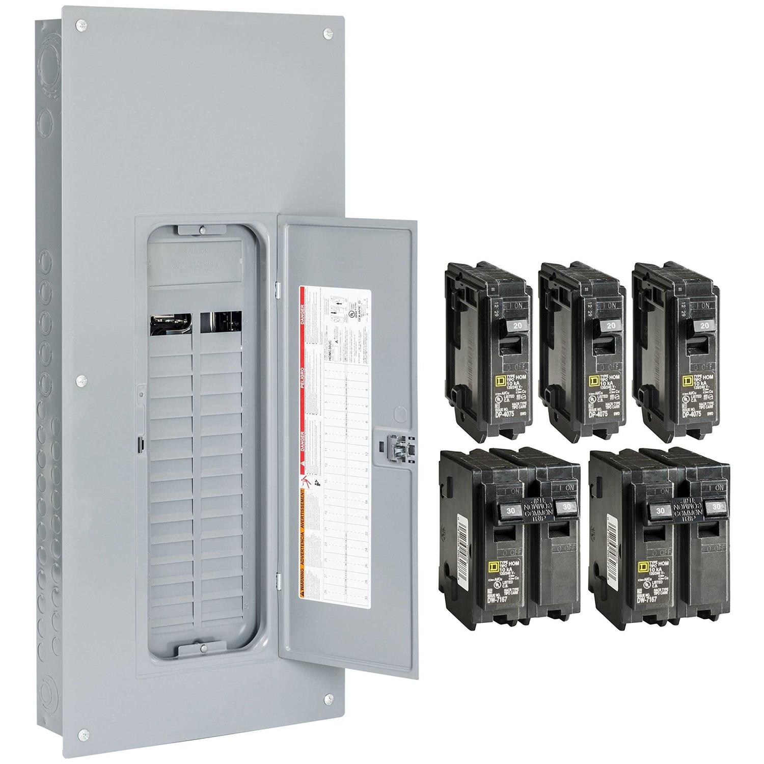 Square D Homeline 225 Amp 30-Space 42-Circuit Outdoor Ring-Type Semi-Flush Mount Solar-Ready Main Breaker Plug-On Neutral CSED - Zenithce