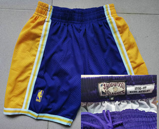 Los Angeles Lakers #24 Kobe Bryant 1996-97 Purple Hardwood Classics Soul Swingman Throwback Shorts - Zenithce