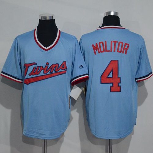 Twins #4 Paul Molitor Light Blue Cooperstown Throwback Stitched Jersey - Zenithce