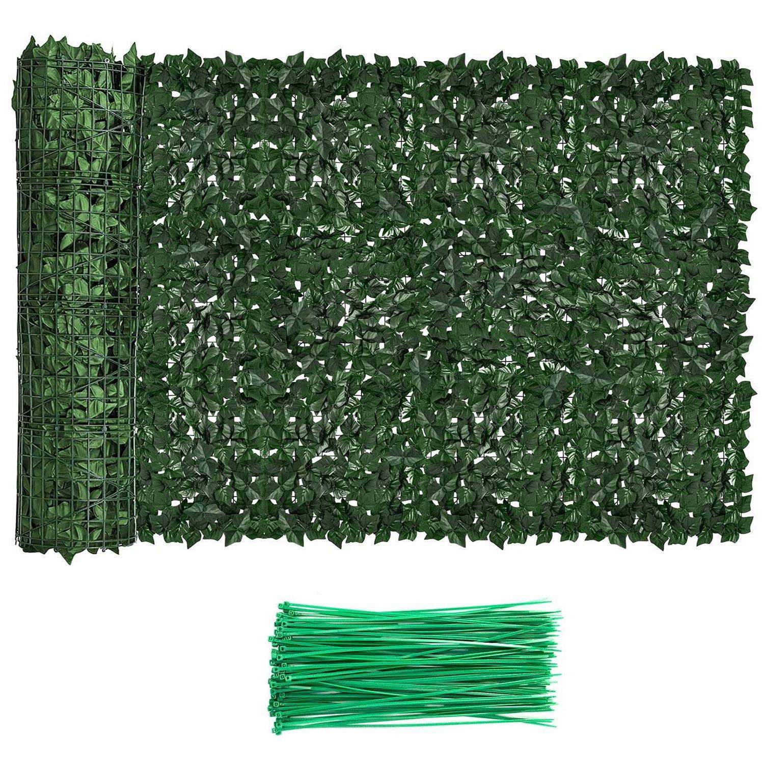 Faux Ivy Fence Privacy Screen Outdoor Expandable Artificial Greenery Roll Fake Hedge Wall Patio - Zenithce