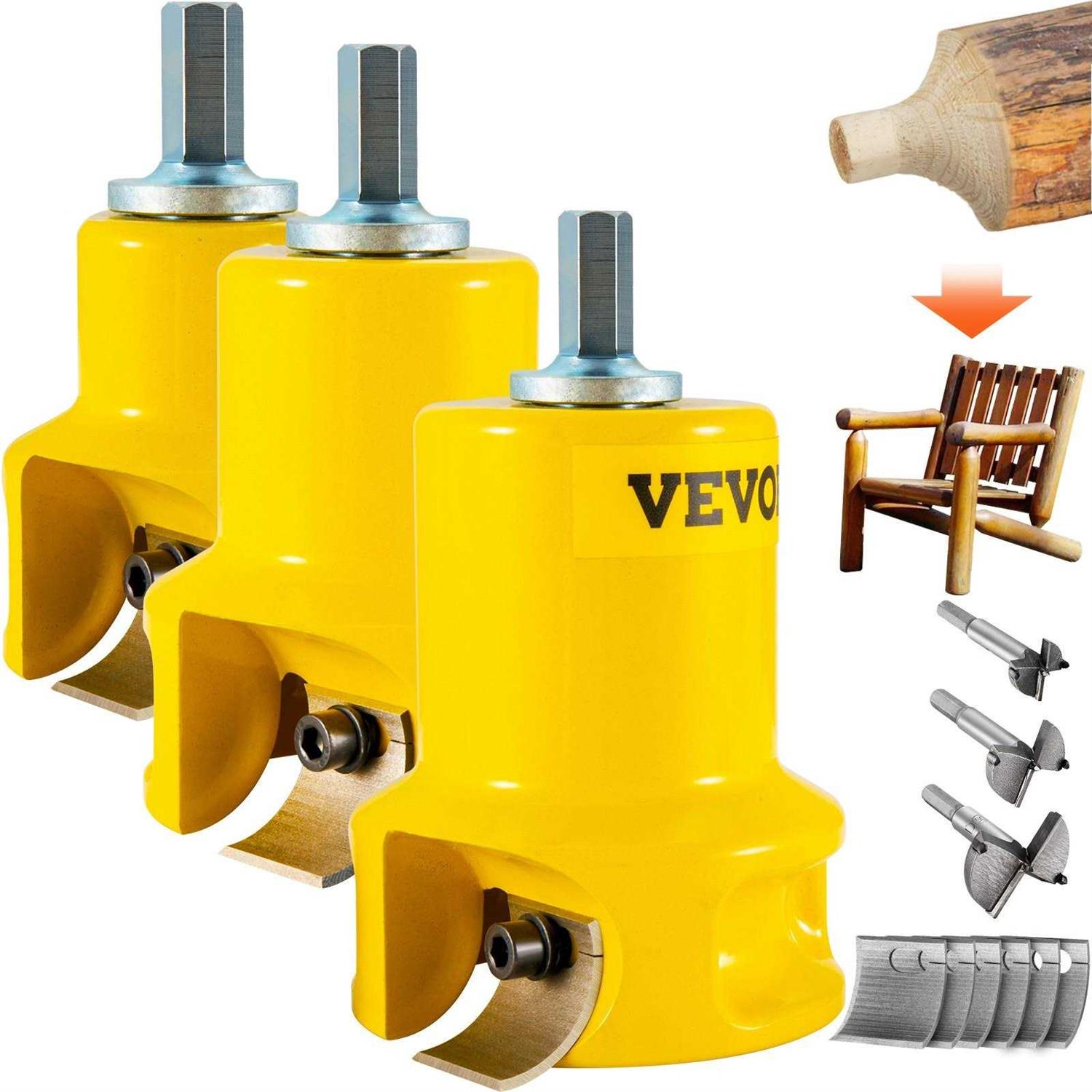 VEVOR Tenon Cutter 1/25.4mm & 1.5 2/50.8mm with Dual Curved Blades & Button Screws Home Master Kit - Zenithce