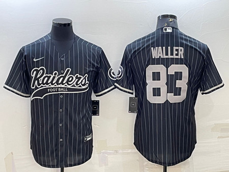 Las Vegas Raiders #83 Darren Waller Black With Patch Cool Base Stitched Baseball Jersey - Zenithce