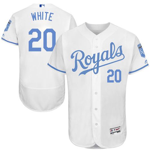 Royals #20 Frank White White Flexbase Authentic Collection 2016 Father's Day Stitched Jersey - Zenithce