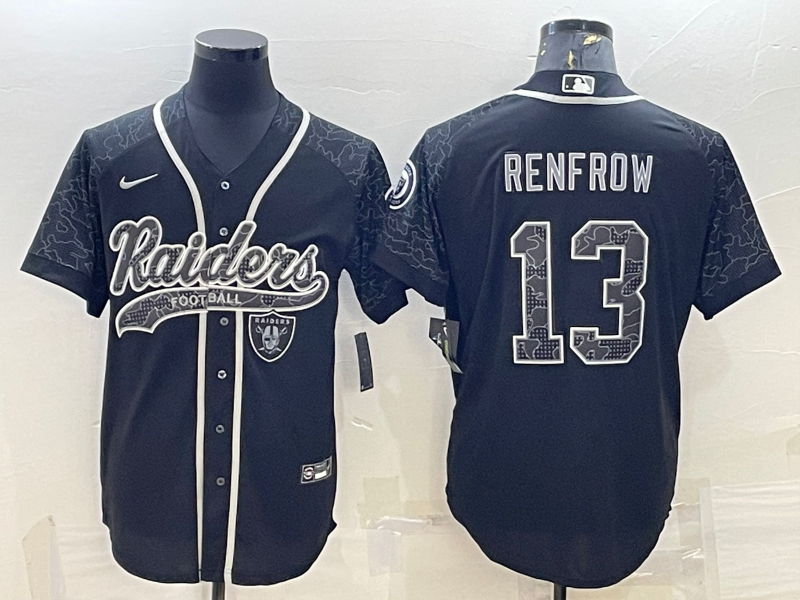 Las Vegas Raiders #13 Hunter Renfrow Black Reflective With Patch Cool Base Stitched Baseball Jersey - Zenithce