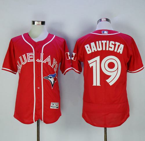Blue Jays #19 Jose Bautista Red Flexbase Authentic Collection Canada Day Stitched Jersey - Zenithce