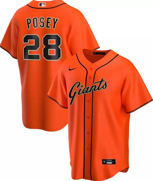 San Franciscoc Giants #28 Buster Posey Orange Cool Base Stitched Jersey - Zenithce