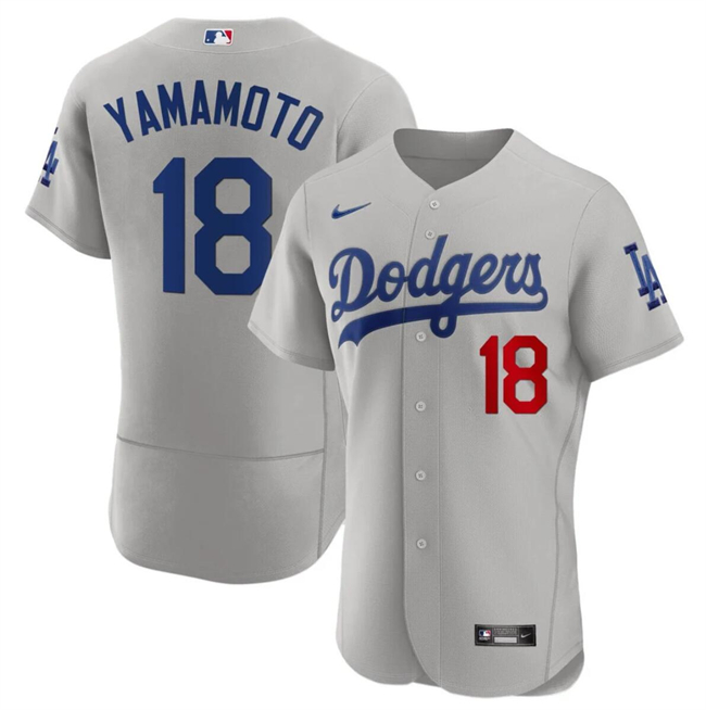 Los Angeles Dodgers #18 Yoshinobu Yamamoto Gray 2023 Flex Base Stitched Jersey - Zenithce