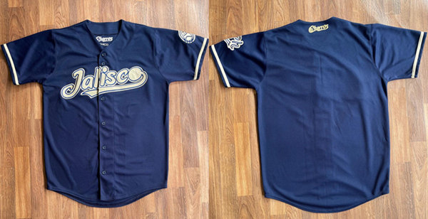Charros De Jalisco Blank Navy Stitched Baseball Jersey - Zenithce