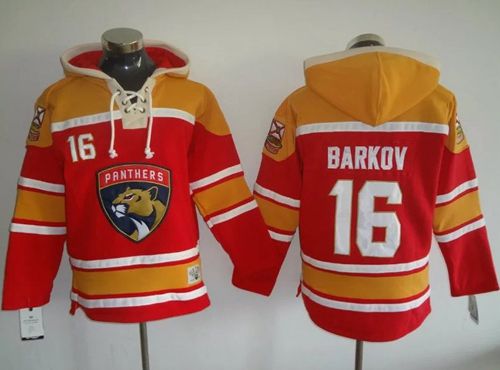 Panthers #16 Aleksander Barkov Red Gold Sawyer Hooded Sweatshirt Stitched Jersey - Zenithce