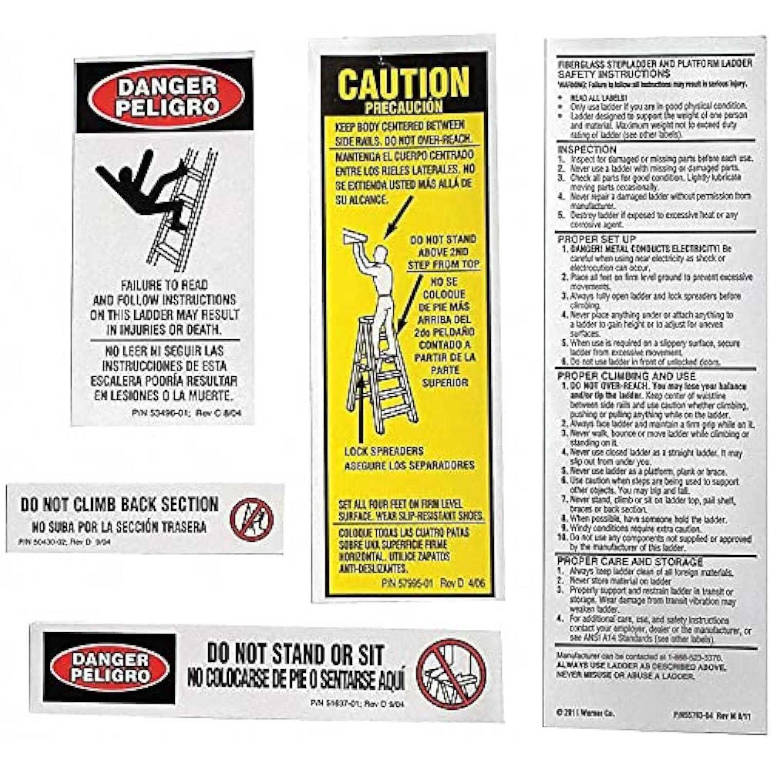 Werner 300 LB Fiberglass Step Ladder Label Kits - Zenithce