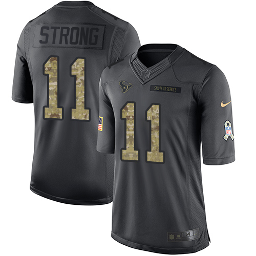 Texans #11 Jaelen Strong Black Stitched Limited 2016 Salute To Service Nike Jersey - Zenithce