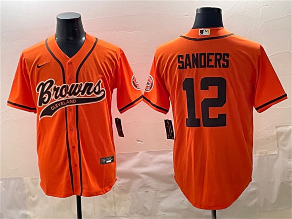 Cleveland Browns #12 Shedeur Sanders Orange With Patch Cool Base Stitched Jersey - Zenithce