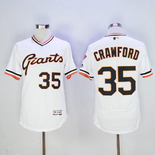 Giants #35 Brandon Crawford White Flexbase Authentic Collection Cooperstown Stitched Jersey - Zenithce