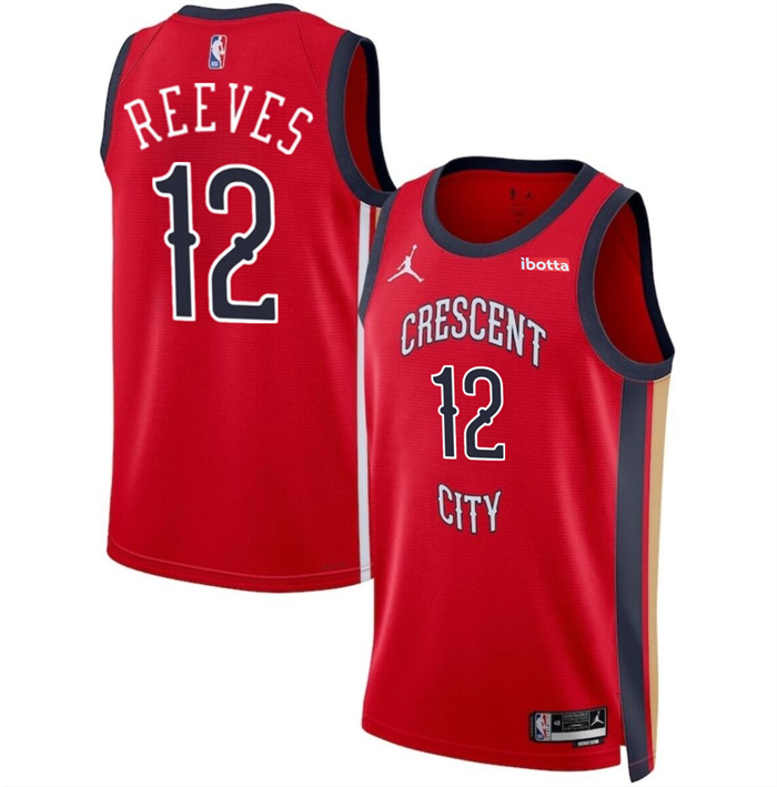 New Orleans Pelicans #12 Antonio Reeves Red 2024 Draft Statement Edition Stitched Jersey - Zenithce