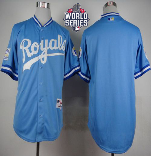 Royals Blank Light Blue 1985 Turn Back The Clock W 2015 World Series Patch Stitched Jersey - Zenithce