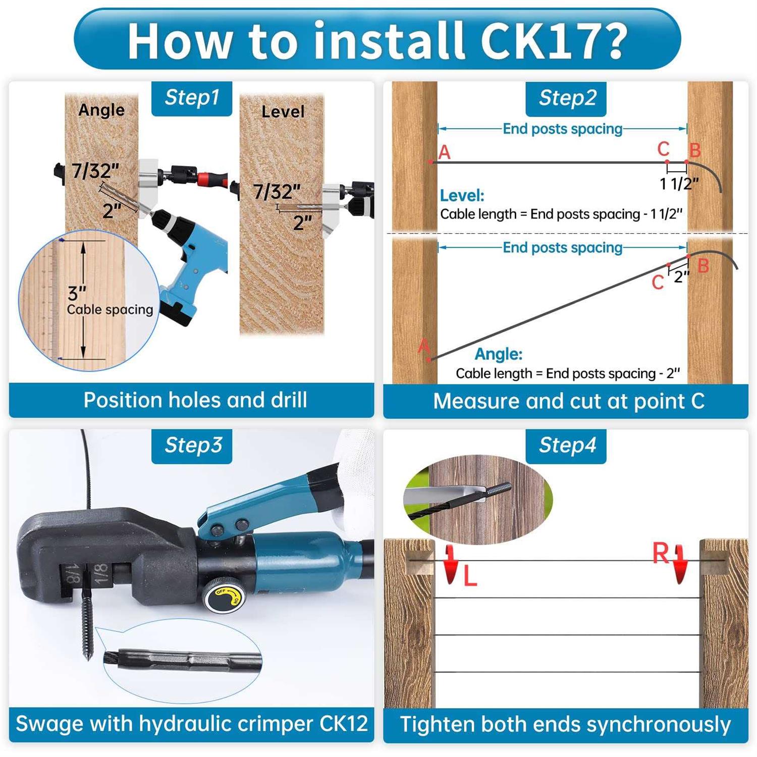 Muzata 1/8 Left & Right Lag Screw CK17 - Zenithce