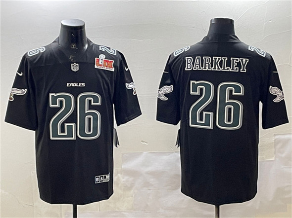 Philadelphia Eagles #26 Saquon Barkley Black 2025 Super Bowl LIX Patch Fashion Vapor Untouchable Limited Stitched Jersey - Zenithce
