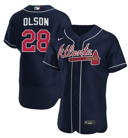 Atlanta Braves #28 Matt Olson Navy Flex Base Stitched Baseball Jersey - Zenithce