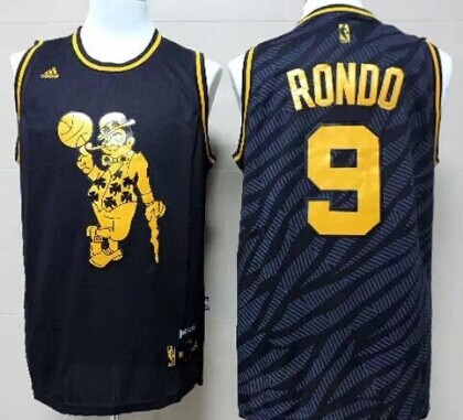 Boston Celtics #9 Rajon Rondo Revolution 30 Swingman 2014 Black With Gold Jersey - Zenithce