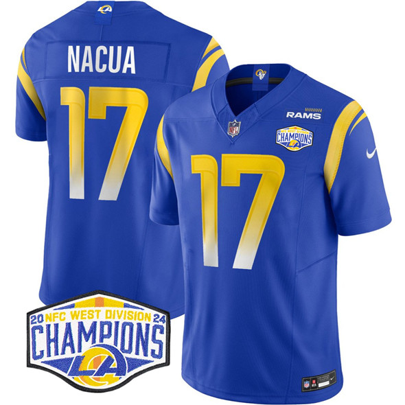 Los Angeles Rams #17 Puka Nacua Blue 2024 NFC West Champions F.U.S.E. Vapor Untouchable Stitched Jersey - Zenithce