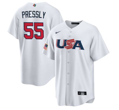 USA #55 Ryan Pressly 2023 White World Classic Stitched Jersey - Zenithce