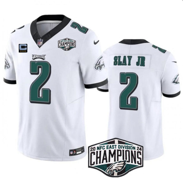Philadelphia Eagles #2 Darius Slay JR White 2024 NFC East Champions With 3-Star C Patch F.U.S.E. Vapor Untouchable Limited Stitched Jersey - Zenithce